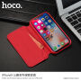 HOCO luxusní flipové pouzdro z umělé kůže pro Apple iPhone XS / iPhone X - červené
