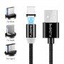 FLOVEME Round magnetický kabel USB-A / USB-C / Micro USB / Lightning pro iPhone / iPad / iPod / AirPods - 1 m - černá