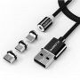 FLOVEME Round magnetický kabel USB-A / USB-C / Micro USB / Lightning pro iPhone / iPad / iPod / AirPods - 1 m - černá