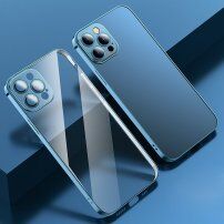 Průsvitný kryt proti otiskům prstů s pokoveným rámečkem pro iPhone 12 Pro Max - modrý