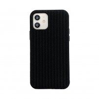 Silikonový kryt s copánkovým vzorem pro iPhone 13 - černý