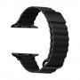 Kožený magnetický řemínek s kovovými detaily pro Apple Watch 42mm / 41mm / 40mm / 38mm - černý