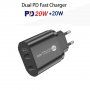Rychlonabíjecí adaptér s porty 2x USB-C - 40W - černý