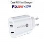 Rychlonabíjecí adaptér s porty 2x USB-C - 40W - bílý