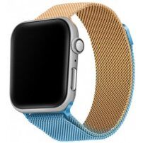 Kovový řemínek milánský tah pro Apple Watch 42mm / 41mm / 40mm / 38mm - modrozlatý