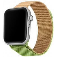 Kovový řemínek milánský tah pro Apple Watch 42mm / 41mm / 40mm / 38mm - zelenozlatý