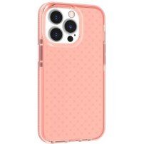 Ochranný transparentní kryt se vzorem křížků pro iPhone 13 Pro - růžový