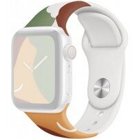Silikonový řemínek s abstraktním vzorem pro Apple Watch 42mm / 41mm / 40mm / 38mm - zelenohnědý