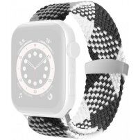 Nylonový copánkový řemínek s posuvnou přezkou pro Apple Watch 42mm / 41mm / 40mm / 38mm - černobílý