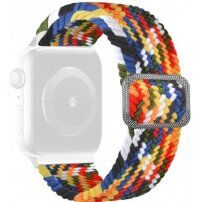 Řemínek s copánkovým vzorem pro Apple Watch Ultra 49mm / 46mm / 45mm / 44mm / 42mm - tmavě duhový