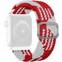 Řemínek s copánkovým vzorem pro Apple Watch Ultra 49mm / 46mm / 45mm / 44mm / 42mm - bíločervený