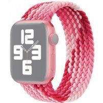 Nylonový řemínek s barevným copánkovým vzorem pro Apple Watch 42mm / 41mm / 40mm / 38mm - M - růžový