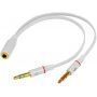 Audio redukce - 2x 3,5 mm jack pro mikrofon a sluchátka na 3,5 mm jack - bílá