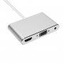 3v1 Redukce z lightning konektoru na HDMI + VGA + Audio Jack 3,5 mm pro iPhone / iPad - stříbrná