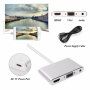3v1 Redukce z lightning konektoru na HDMI + VGA + Audio Jack 3,5 mm pro iPhone / iPad - stříbrná