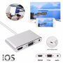 3v1 Redukce z lightning konektoru na HDMI + VGA + Audio Jack 3,5 mm pro iPhone / iPad - stříbrná