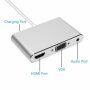 3v1 Redukce z lightning konektoru na HDMI + VGA + Audio Jack 3,5 mm pro iPhone / iPad - stříbrná
