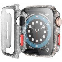 Ochranné třpytivé pouzdro s tvrzeným sklem pro Apple Watch 40mm - šedé