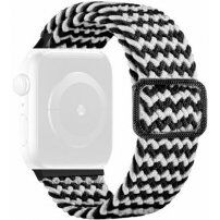 Řemínek s copánkovým vzorem pro Apple Watch Ultra 49mm / 46mm / 45mm / 44mm / 42mm - černobílý