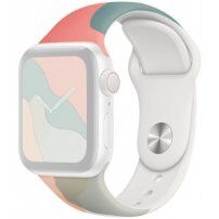 Silikonový řemínek s abstraktním vzorem pro Apple Watch 42mm / 41mm / 40mm / 38mm - korálovotyrkysový