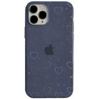 Průhledný kryt s měňavými srdíčky pro iPhone 12 Pro Max - modrý
