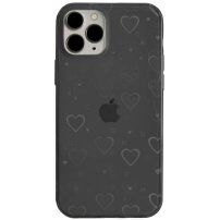 Průhledný kryt s měňavými srdíčky pro iPhone 13 Pro - černý