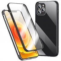 Pouzdro s 360° ochranou z tvrzeného skla pro iPhone 12 Pro Max - černé