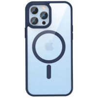 Křišťálově lesklý průsvitný kryt s MagSafe pro iPhone 13 Pro Max - tmavě modrý