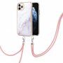Mramorový kryt se šňůrkou pro iPhone 12 Pro Max - bílorůžový