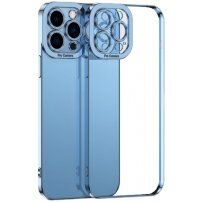 Transparentní kryt s pokovenou hranou pro iPhone 11 Pro - modrý