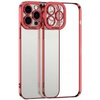 Transparentní kryt s pokovenou hranou pro iPhone 11 - červený