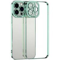 Transparentní kryt s pokovenou hranou pro iPhone 12 - zelený