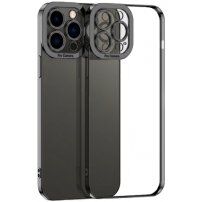 Transparentní kryt s pokovenou hranou pro iPhone 13 mini - černý