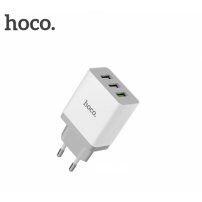 HOCO nabíječka do zásuvky se třemi USB porty pro iPhone / iPad / iPod - bílá