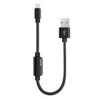 BENKS USB kabel s lightning male / female konektory pro nabíjení a současný poslech hudby pro Apple iPhone - 25cm - černý
