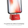 BASEUS hliníkový nabíjecí stojánek pro Apple iPhone - červený