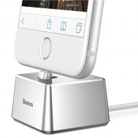 BASEUS hliníkový nabíjecí stojánek pro Apple iPhone - stříbrný