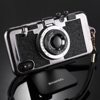 Stylový kryt v designu retro fotoaparátu pro Apple iPhone XS / iPhone X - černý