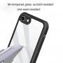 Pouzdro pro celý telefon z tvrzeného skla s plastovým rámečkem pro iPhone 7 / 8 / SE (2020/2022) - černé
