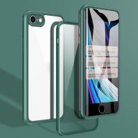 Pouzdro pro celý telefon z tvrzeného skla s plastovým rámečkem pro iPhone 7 / 8 / SE (2020/2022) - petrolejové