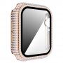Pouzdro posázené kamínky s tvrzeným sklem pro Apple Watch 42mm - růžovozlaté