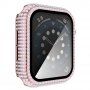 Pouzdro posázené kamínky s tvrzeným sklem pro Apple Watch 40mm - růžové