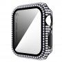 Pouzdro posázené kamínky s tvrzeným sklem pro Apple Watch 40mm - černé