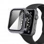 Pouzdro posázené kamínky s tvrzeným sklem pro Apple Watch 40mm - černé