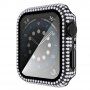 Pouzdro posázené kamínky s tvrzeným sklem pro Apple Watch 40mm - černé