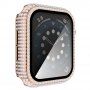 Pouzdro posázené kamínky s tvrzeným sklem pro Apple Watch 40mm - růžovozlaté