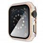 Pouzdro posázené kamínky s tvrzeným sklem pro Apple Watch 40mm - růžovozlaté