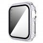 Pouzdro posázené kamínky s tvrzeným sklem pro Apple Watch 40mm - stříbrné