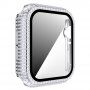 Pouzdro posázené kamínky s tvrzeným sklem pro Apple Watch 40mm - stříbrné