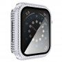 Pouzdro posázené kamínky s tvrzeným sklem pro Apple Watch 40mm - stříbrné